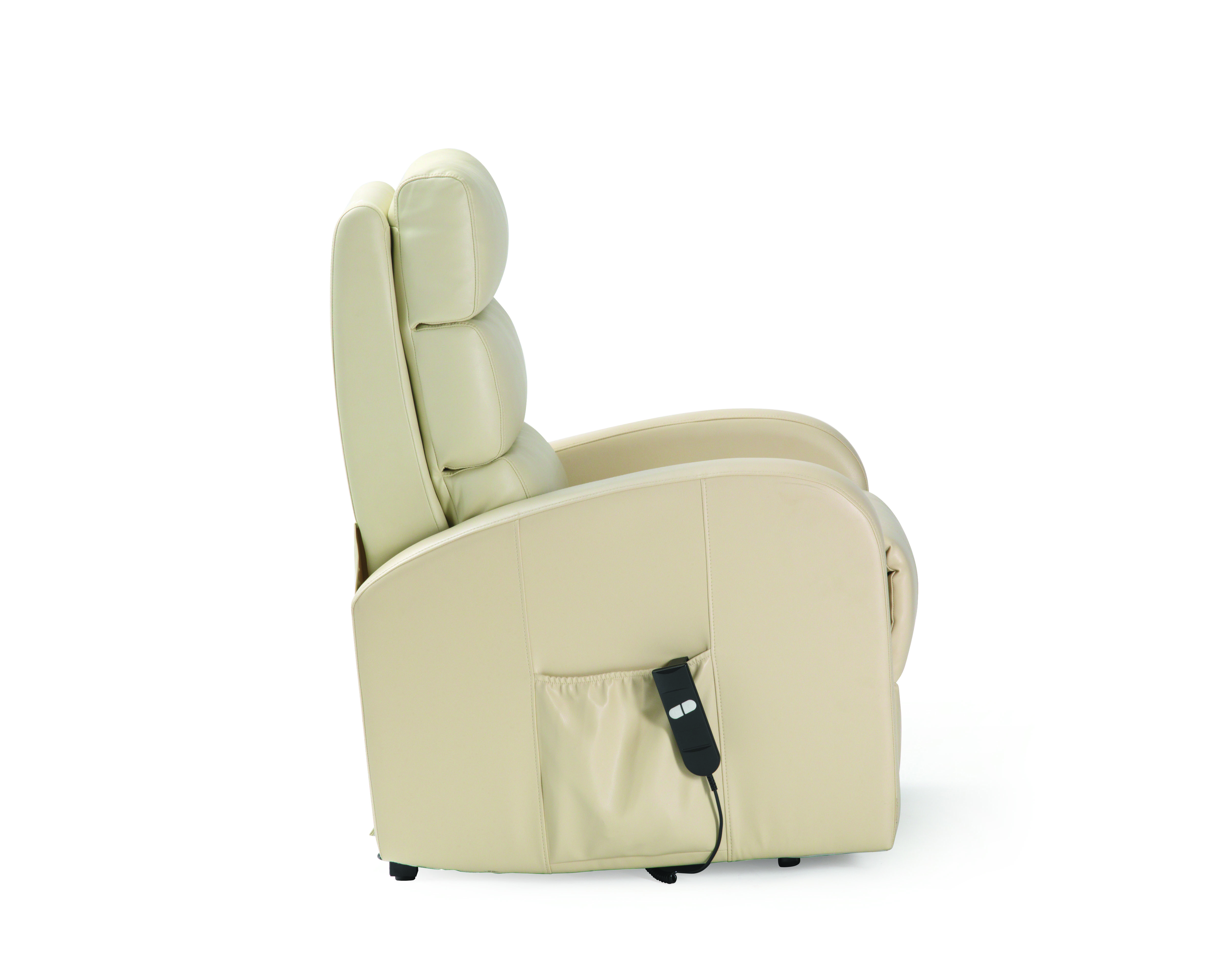 Three Tier Back PU Single Motor Riser Recliner in Cream